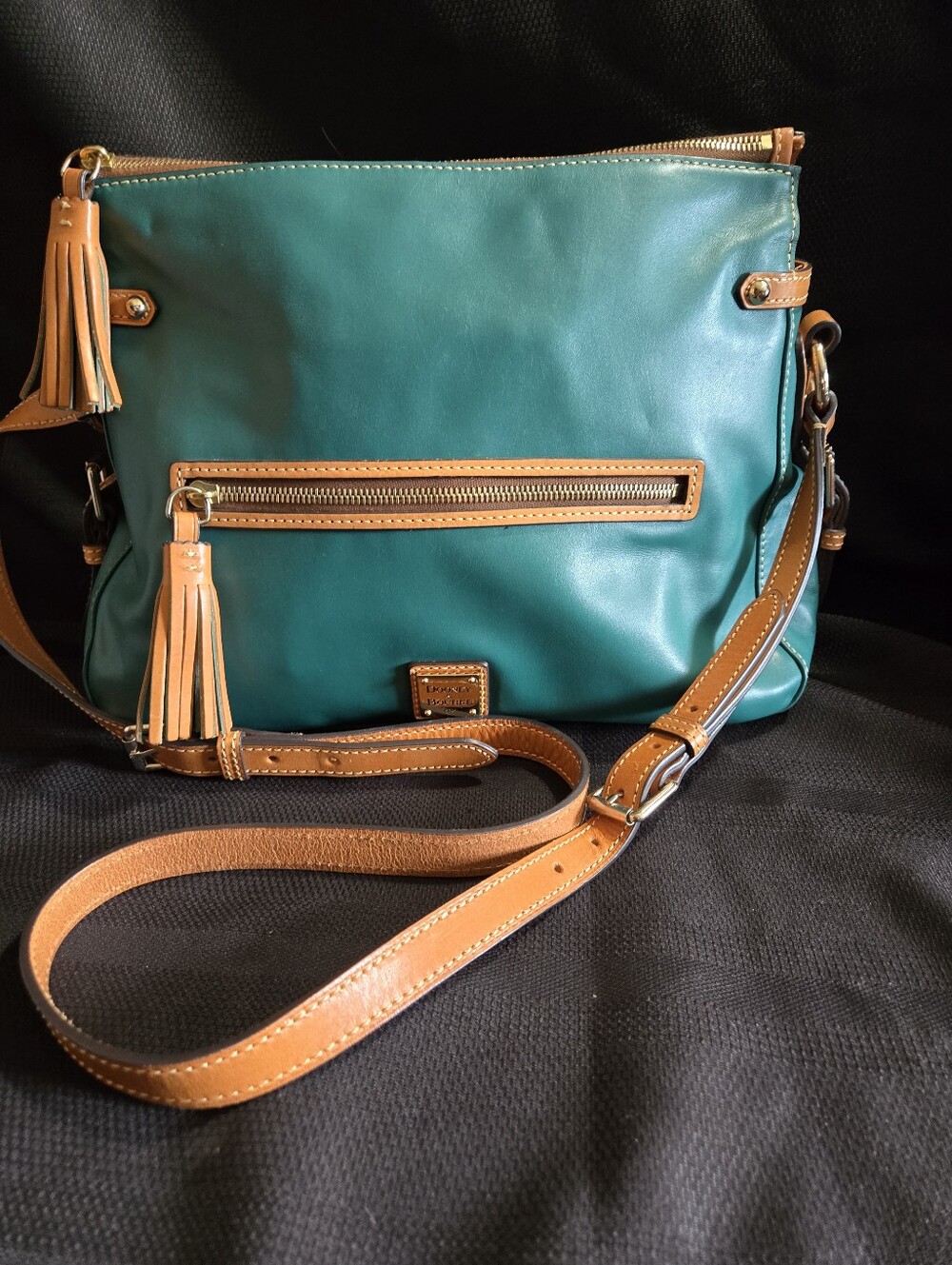 Dooney & Bourke Teal Green Florentine Leather Presley Shoulder Bag EUC - Picture 2 of 14